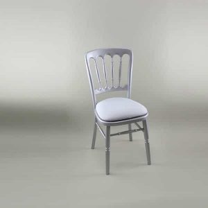 Bentwood Chair - Silver Frame with White Seat Pad Cover (Plain) - 1003 & 1006C