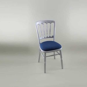 Bentwood Chair - Silver Frame with Navy Seat Pad Cover (Plain) - 1003 & 1006E