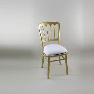 Bentwood Chair - Gold Frame with White Seat Pad Cover (Plain) - 1004 & 1006C
