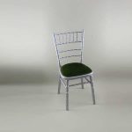 Chiavari Chair - Silver Frame with Green Seat Pad - 1009 & 1005B
