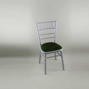 Chiavari Chair - Silver Frame with Green Seat Pad - 1009 & 1005B
