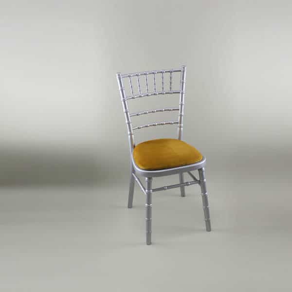 Chiavari Chair - Silver Frame with Gold Seat Pad - 1009 & 1005C