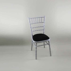 Chiavari Chair - Silver Frame with Black Seat Pad - 1009 & 1005D