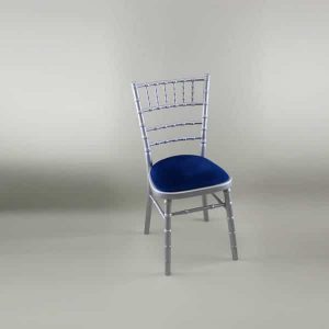 Chiavari Chair - Silver Frame with Blue Seat Pad - 1009 & 1005N