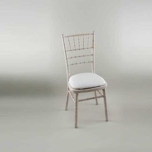 Chiavari Chair - Limewash Frame with Ivory Seat Pad Cover (Rose Pattern) - 1009A & 1006DR